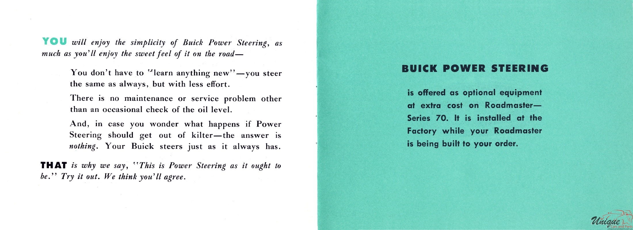 1952 Buick Power Steering Folder Page 1